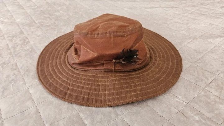 Brown Wide-Brim Hat With Feather Detail imagen 1