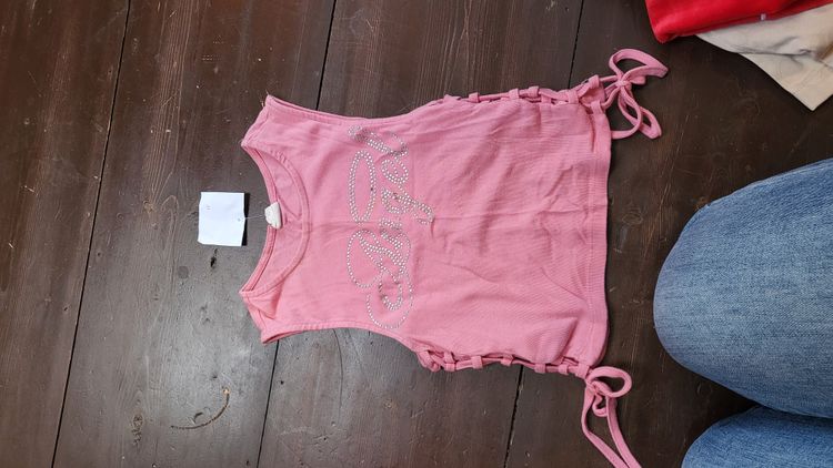 Pink Sleeveless Crop Top With Rhinestone 'Angel' Text image 6