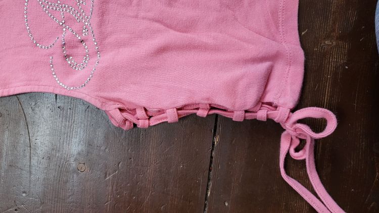 Pink Sleeveless Crop Top With Rhinestone 'Angel' Text image 3
