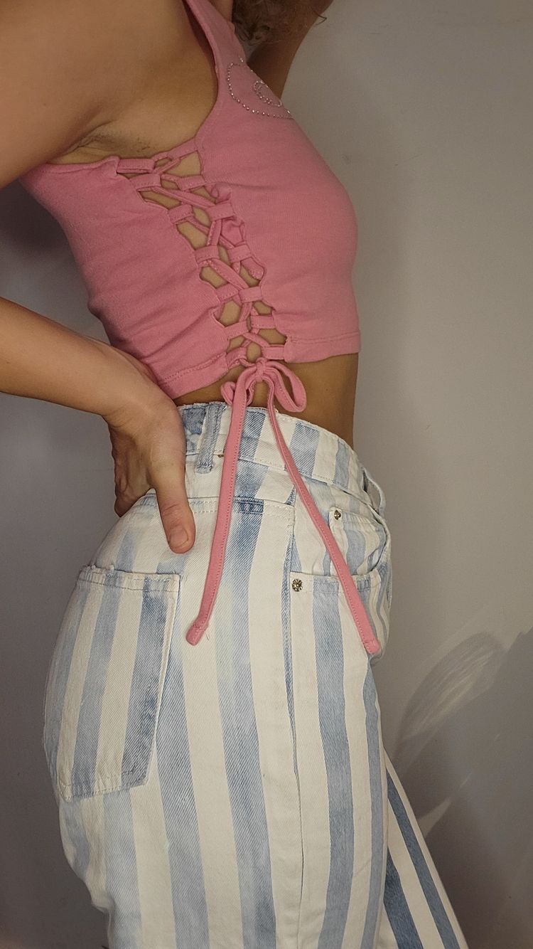Pink Sleeveless Crop Top With Rhinestone 'Angel' Text image 5