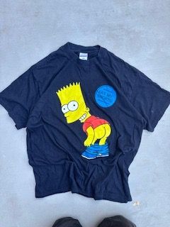 Black Graphic T-Shirt With Bart Simpson Print