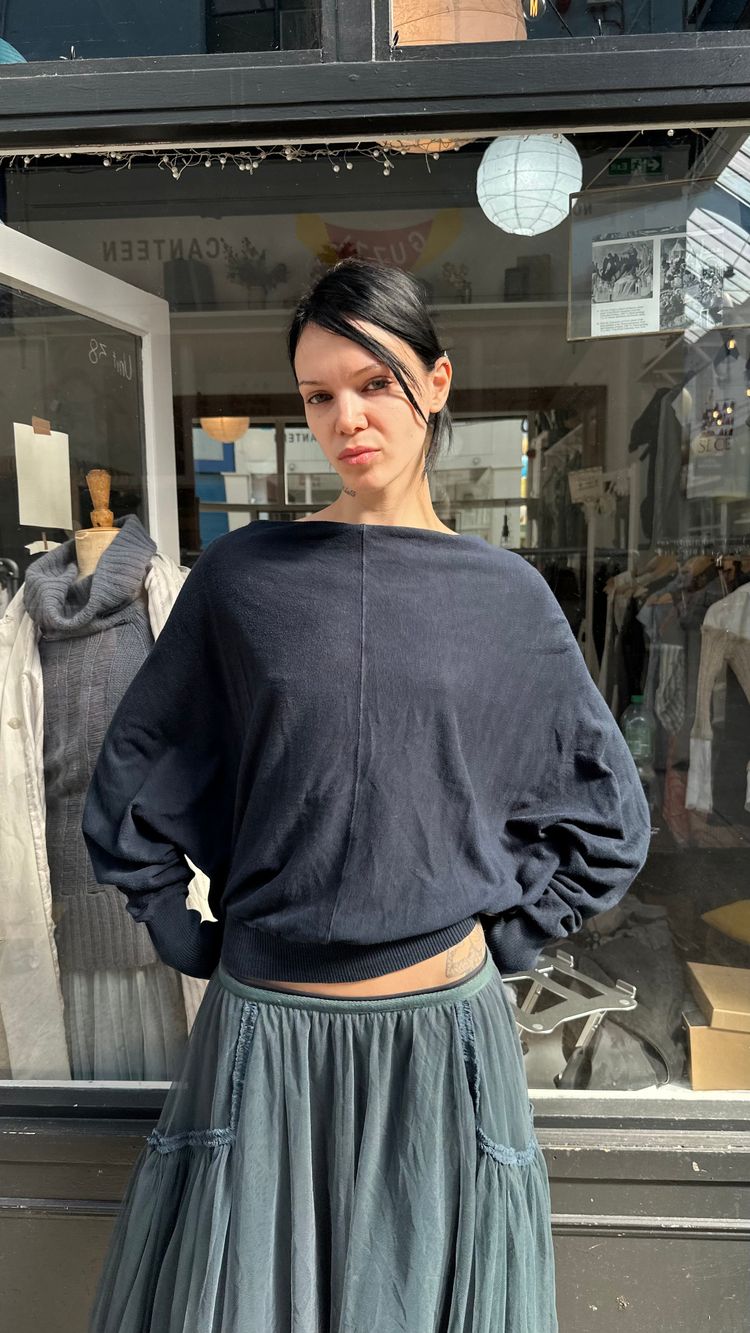 All saints navy slouchy  popper back jumper image 2