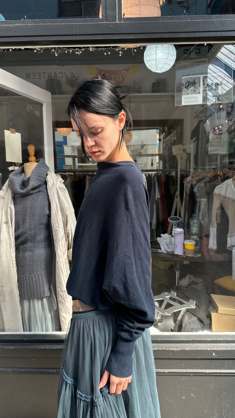 All saints navy slouchy  popper back jumper image 5