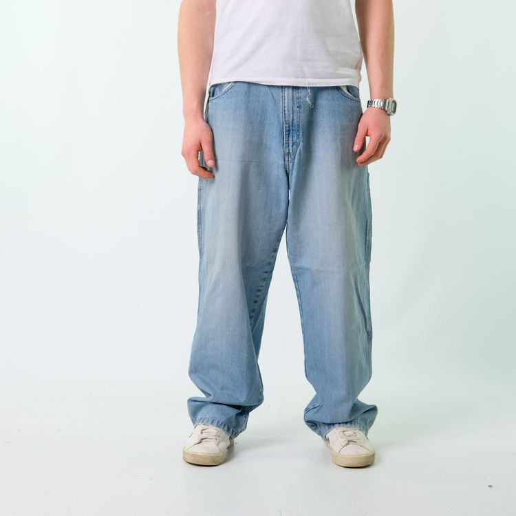 Blue y2ks Wrangler Denim Carpenter Baggy Jeans Pants (38x32) image 5