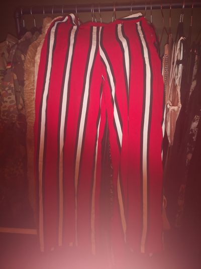 Red Pants With Vertical Stripes