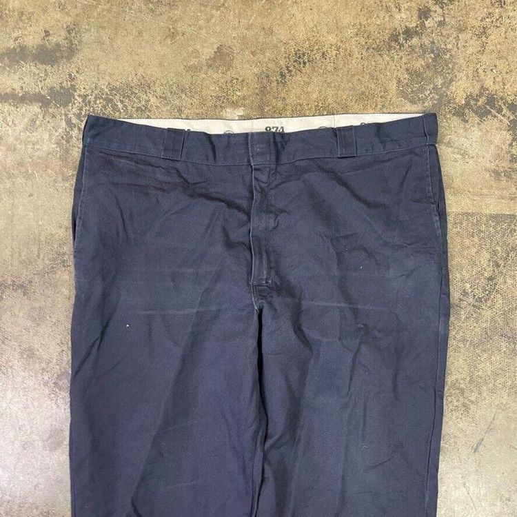 Dickies Trousers 874 Original Fit Carpenter Workwear Canvas Pants Navy Mens 44" 3