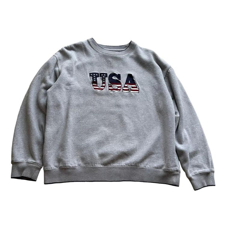Y2K USA crew neck embroidered tourist style sweatshirt. 3