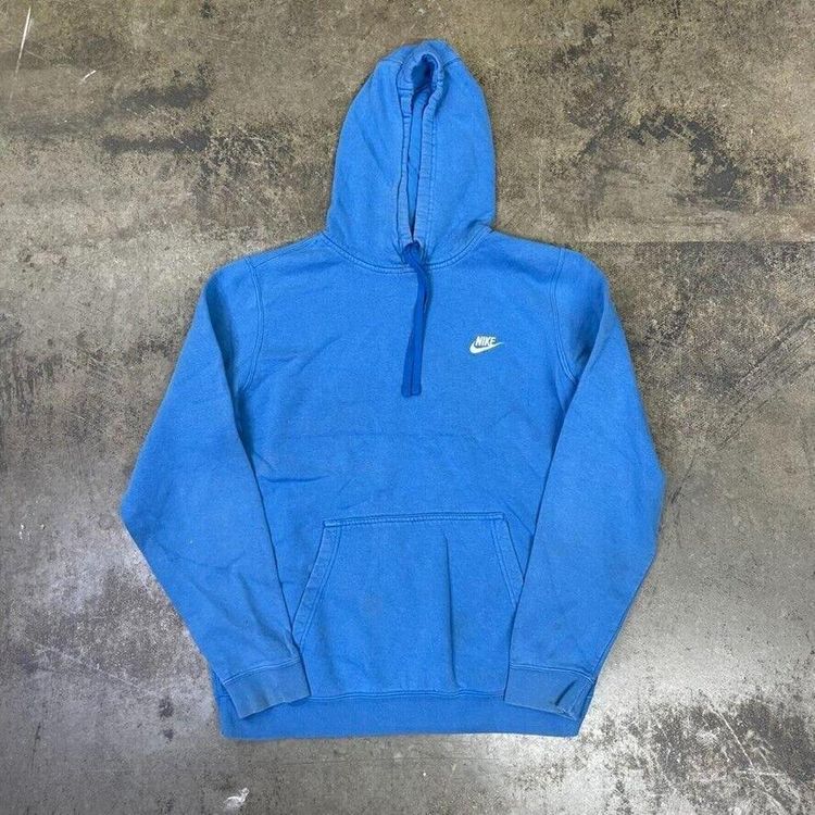 Nike Hoodie Small Swoosh Y2K Pull Over Sports Sweatshirt, Blue, Mens Large image 1