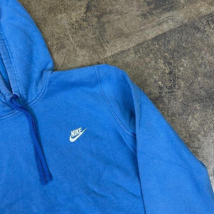 Nike Hoodie Small Swoosh Y2K Pull Over Sports Sweatshirt, Blue, Mens Large image 3