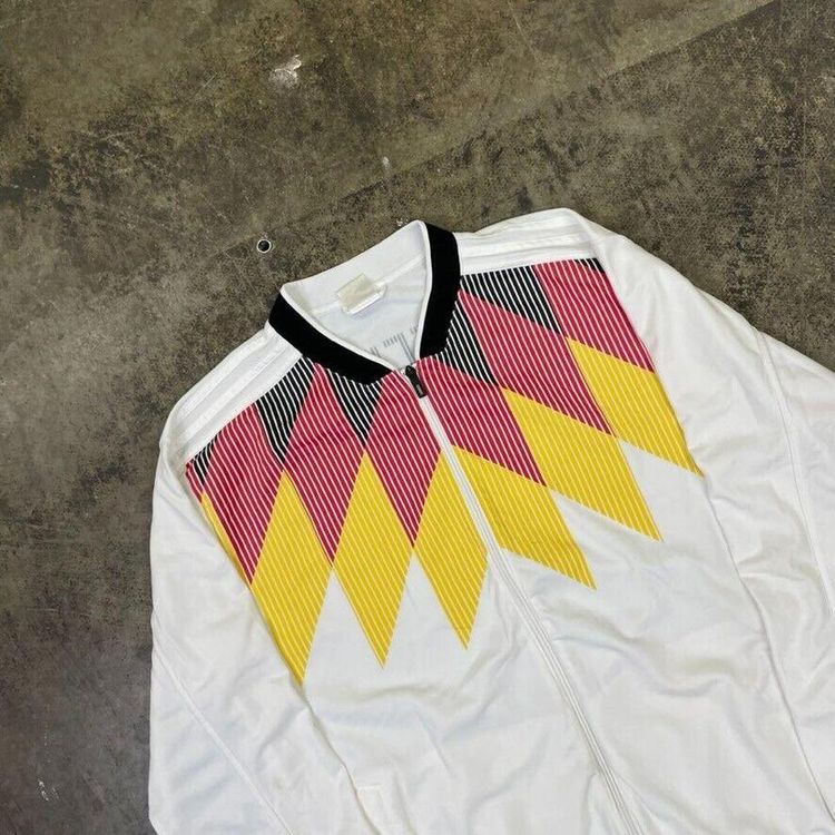 Adidas Germany Track Jacket Vintage Y2K Sports Full-Zip Top, White, Mens XL 3