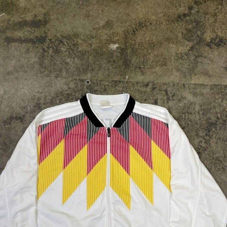 Adidas Germany Track Jacket Vintage Y2K Sports Full-Zip Top, White, Mens XL 2