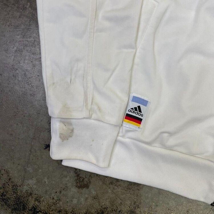 Adidas Germany Track Jacket Vintage Y2K Sports Full-Zip Top, White, Mens XL 5
