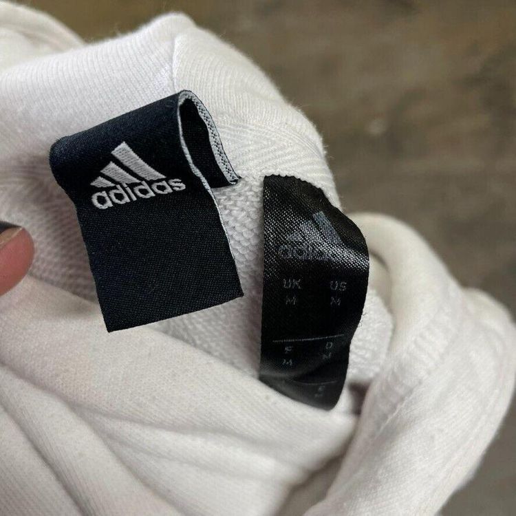 Adidas Hoodie Spellout Y2K Pull Over Sports Sweatshirt, White, Mens Medium image 4