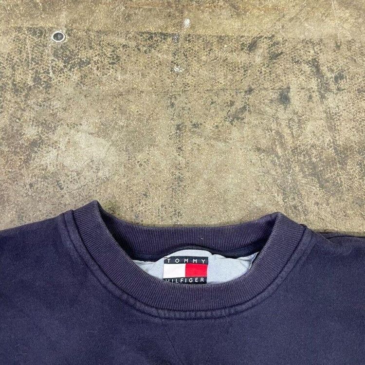 Tommy Hilfiger Sweatshirt Crew Neck 90s Flag Sports Sweater, Navy, Mens Large image 7