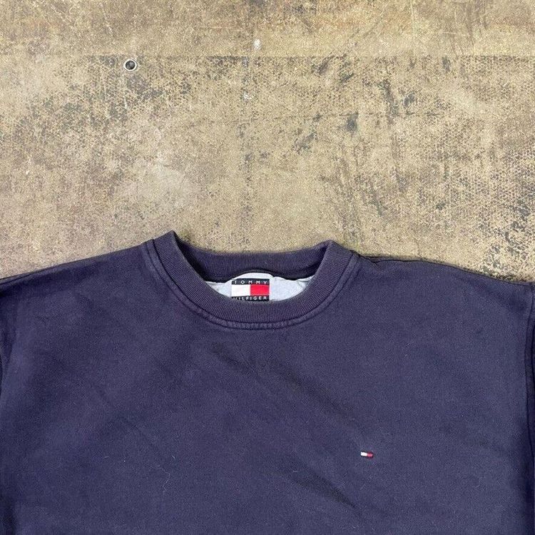 Tommy Hilfiger Sweatshirt Crew Neck 90s Flag Sports Sweater, Navy, Mens Large image 2