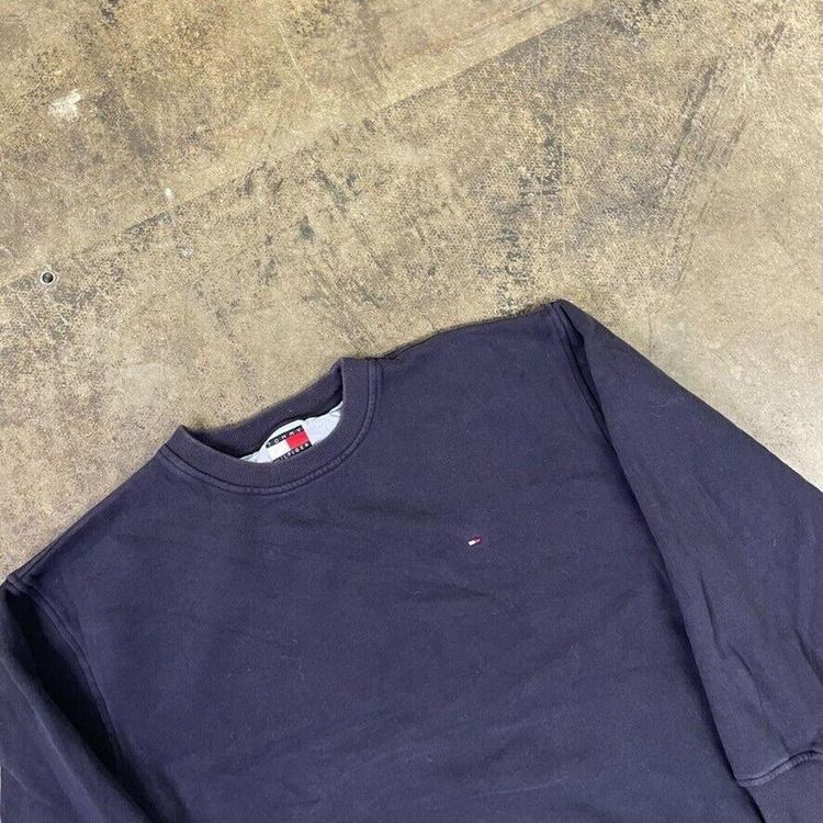 Tommy Hilfiger Sweatshirt Crew Neck 90s Flag Sports Sweater, Navy, Mens Large image 3