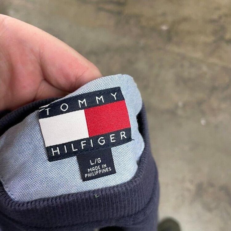 Tommy Hilfiger Sweatshirt Crew Neck 90s Flag Sports Sweater, Navy, Mens Large image 8