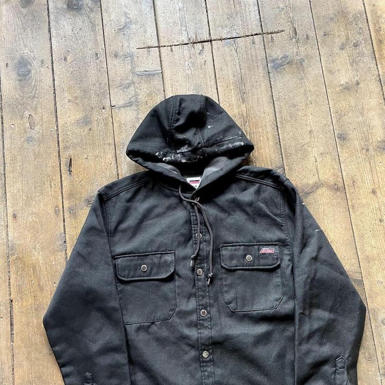 Dickies Over Shirt Y2K Button Up Fleece Lined Workwear Jacket, Black, Mens Small image 2