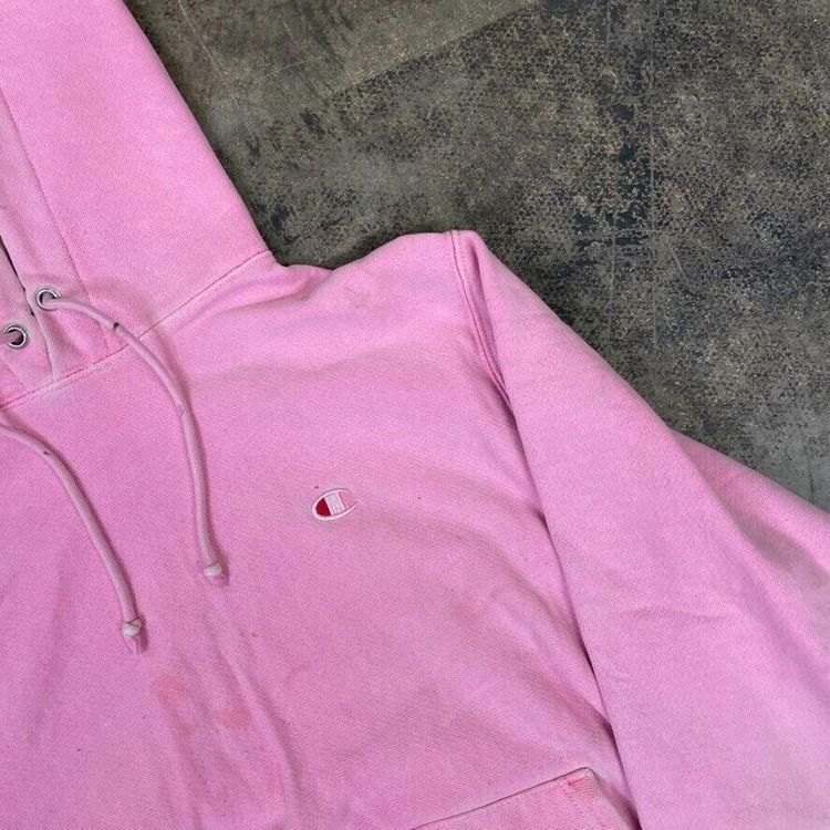 Champion Hoodie Reverse Weave Y2K Sports Sweatshirt, Pink, Womens Medium image 4