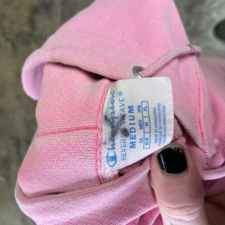 Champion Hoodie Reverse Weave Y2K Sports Sweatshirt, Pink, Womens Medium image 8