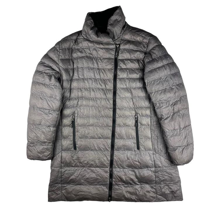 Champion DuoFold Warm CRTL Technical Long Down Winter Jacket Grey Fits Large Womens UK 12 image 1