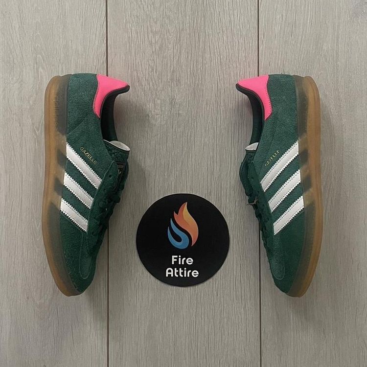 Adidas Gazelle Indoor Collegiate Green Lucid Pink  - UK 5