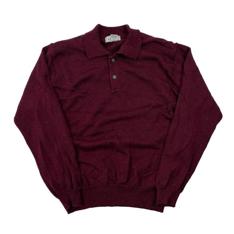 L.L.Bean Red Full Sleeve Polo Rugby Shirt Mens M