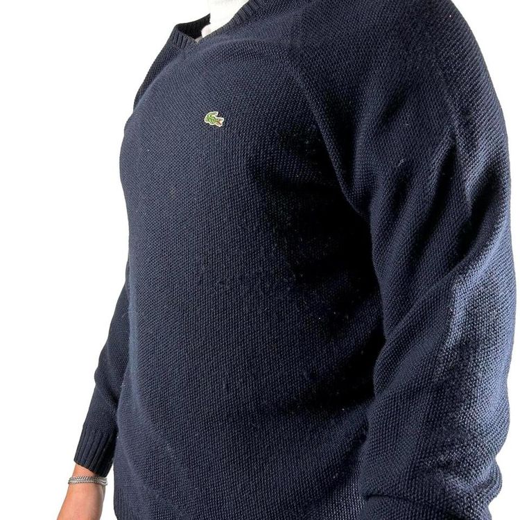 Lacoste Blue Full Sleeved Neck Knitted Sweatshirt Size Mens L image 2