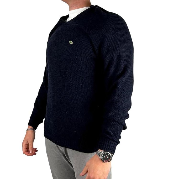Lacoste Blue Full Sleeved Neck Knitted Sweatshirt Size Mens L image 1