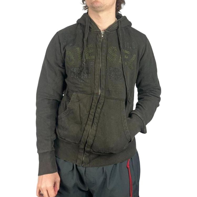 DIESEL Green Full Sleeve Full Zip Hoodie Size Mens L