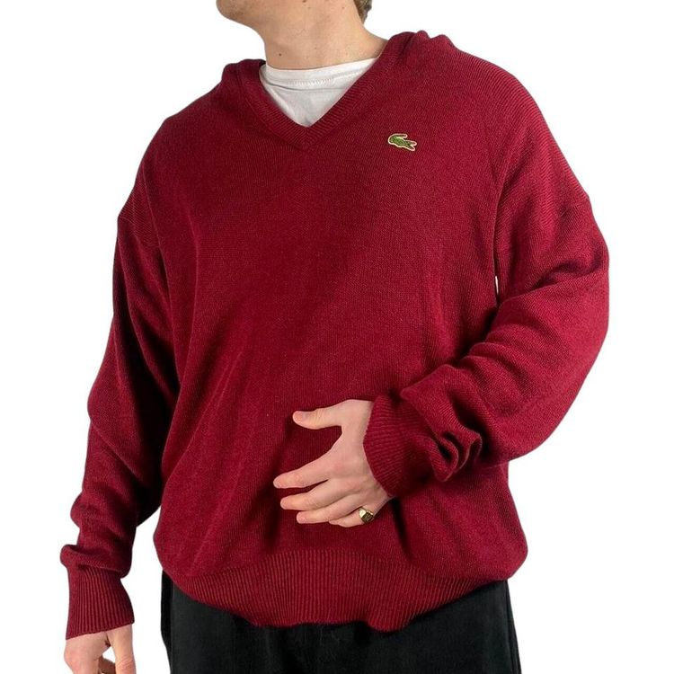 Lacoste Red Full Sleeve Pullover Jumper Size Mens L imagen 2