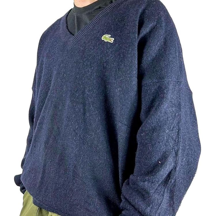 Lacoste Blue Full Sleeved V Neck Jumper Size Mens XL image 2