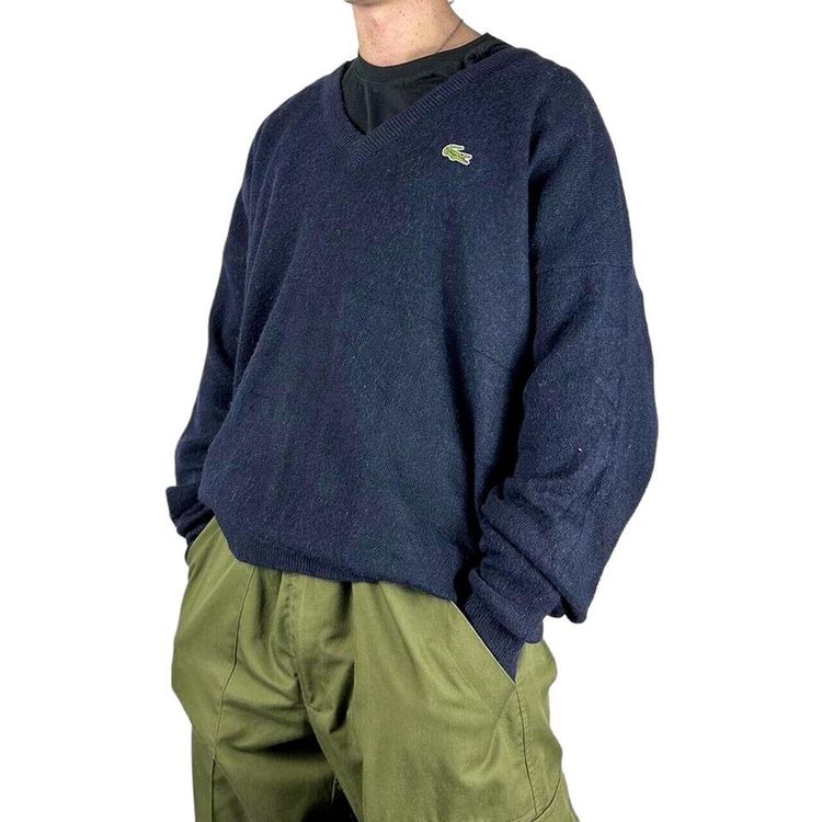 Lacoste Blue Full Sleeved V Neck Jumper Size Mens XL image 1