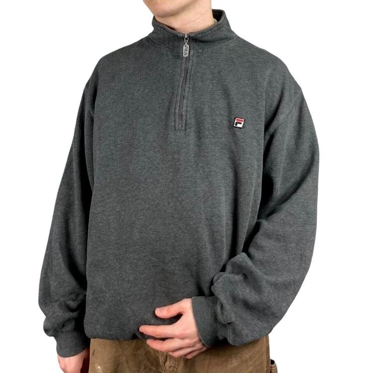 Fila Grey Long Sleeved Quarter Zip Sweatshirt Size Mens L