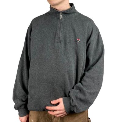 Fila Grey Long Sleeved Quarter Zip Sweatshirt Size Mens L 1