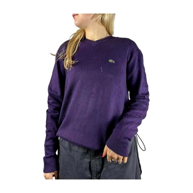 Lacoste Purple Long Sleeved Pullover Sweatshirt Size Mens XL image 3