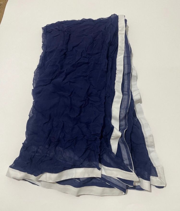 Navy Blue Scarf With White Border