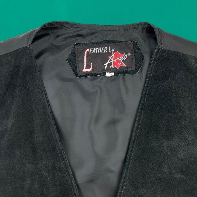 Aryo Leather Vintage Suede Utility Jacket Workwear Multi Pocket Vest Festival Fishing Hiking Black L 3