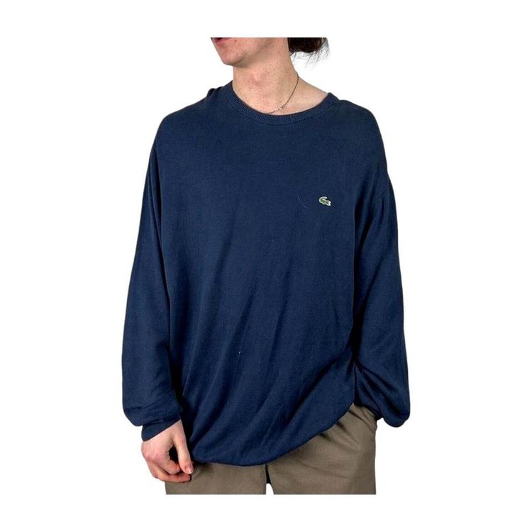 Lacoste Navy Blue Long Sleeved Crew Neck Jumper Size Mens 2XL image 1