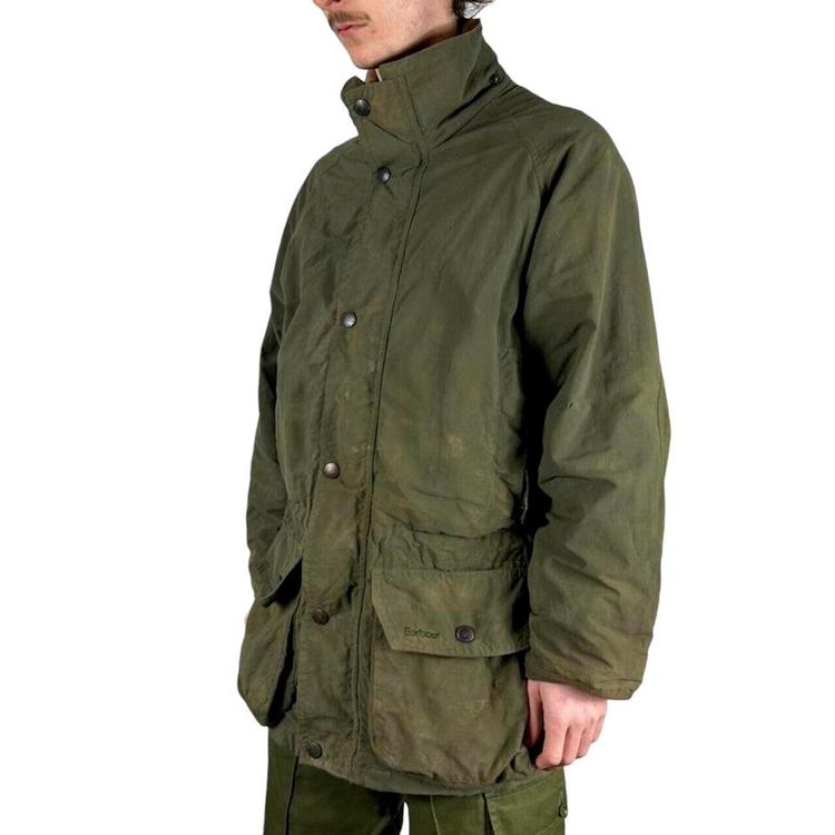 Barbour Green Long Sleeved Button Up Coat Size Mens S image 1