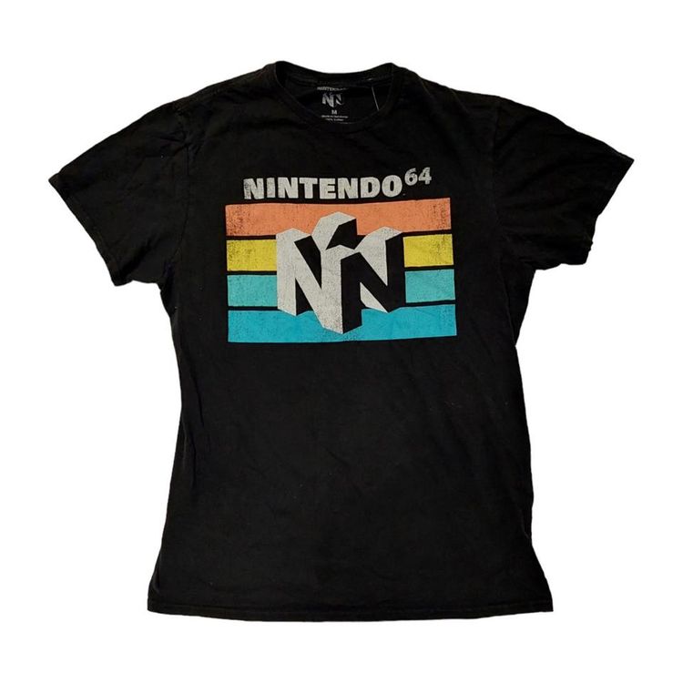 NINTENDO Black Short Sleeved Logo Printed T-Shirt For Mens Size XS
