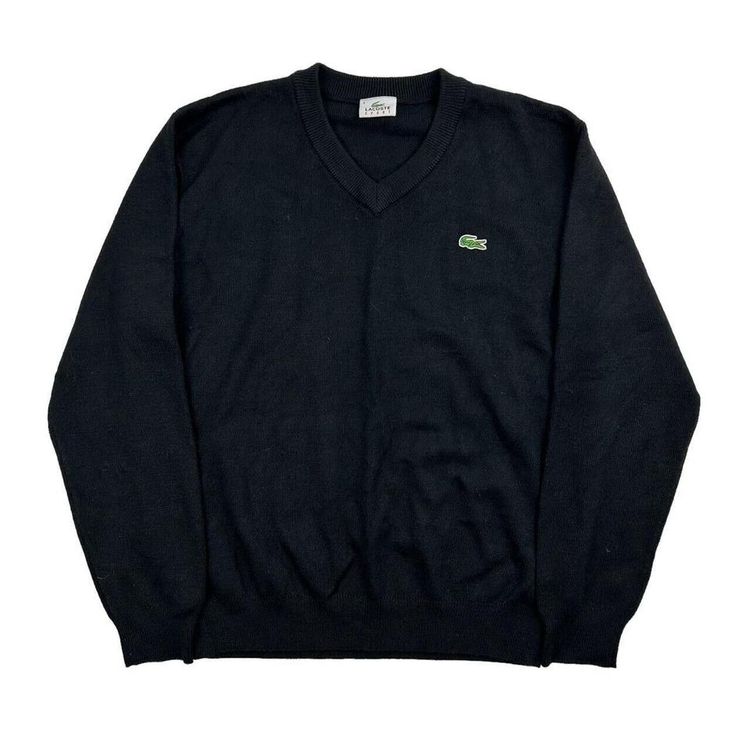 Lacoste Black Long Sleeved Pullover Sweatshirt Size Mens S