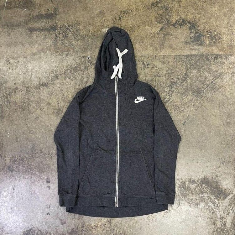 Nike Hoodie Y2K Swoosh Full-Zip Sweatshirt, Dark Grey, Mens Small