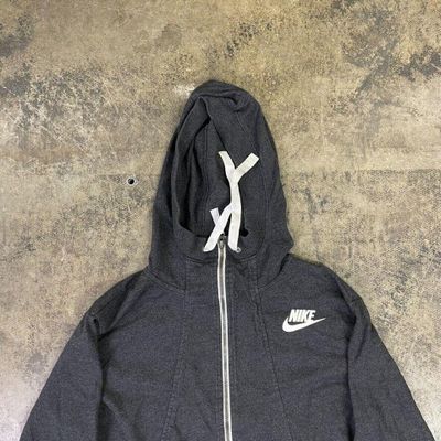 Nike Hoodie Y2K Swoosh Full-Zip Sweatshirt, Dark Grey, Mens Small 2