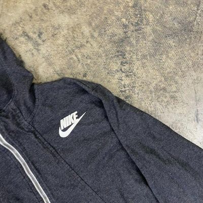 Nike Hoodie Y2K Swoosh Full-Zip Sweatshirt, Dark Grey, Mens Small 4