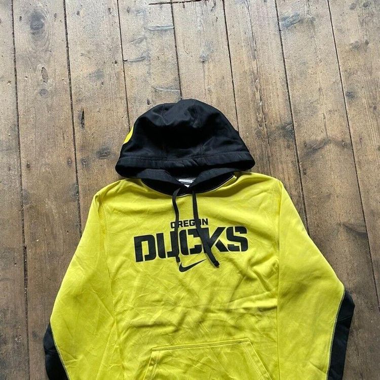 Nike Hoodie Y2K Swoosh Therma-Fit Sports Sweatshirt, Yellow, Mens Small 2