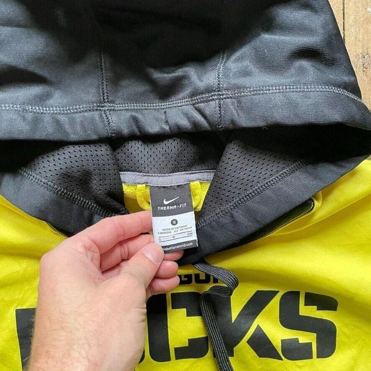 Nike Hoodie Y2K Swoosh Therma-Fit Sports Sweatshirt, Yellow, Mens Small 6