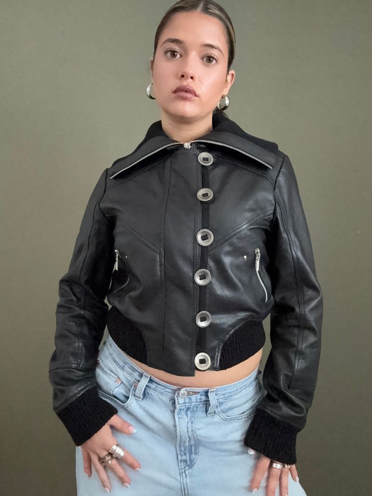Aviatrix Leather Bomber Jacket (L) 12