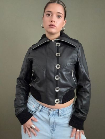 Aviatrix Leather Bomber Jacket (L) 12