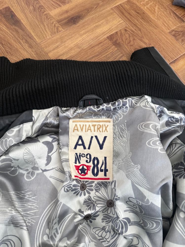 Aviatrix Leather Bomber Jacket (L) 13